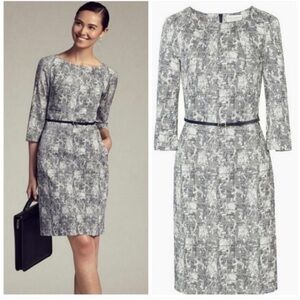 MM Lafleur Crackle Pattern No Belt Etsuko Shift Dress  Size 4